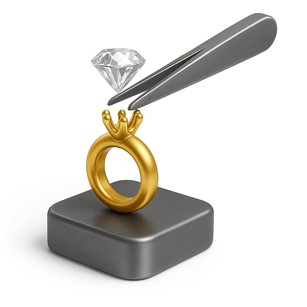 Jeweler setting stones in ring